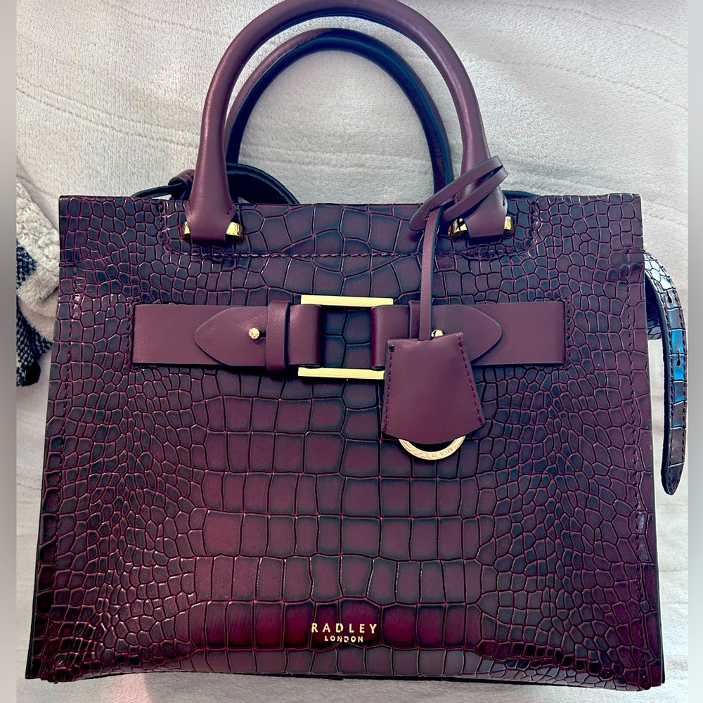 Radley London Croc deep wine crossbody tote